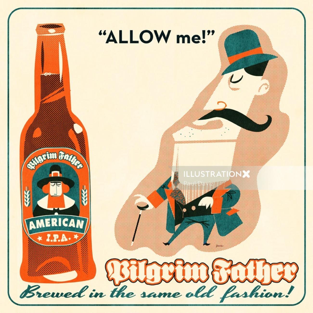 Retro hipster beer for Pilgrim Father IPA
