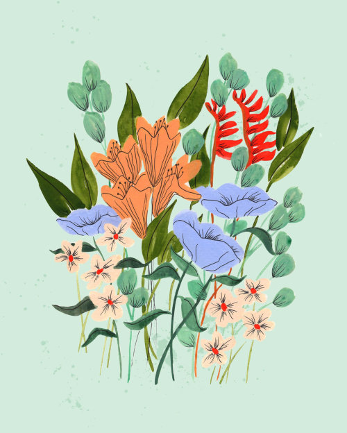 Flower garden graphic art 