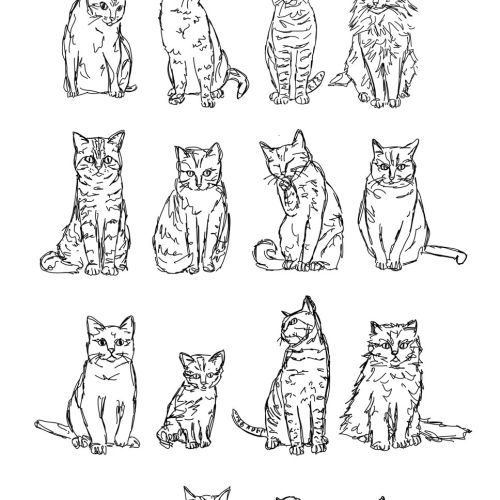 Line art of cats