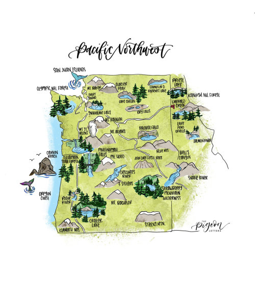 Pacific Northwest map illustration