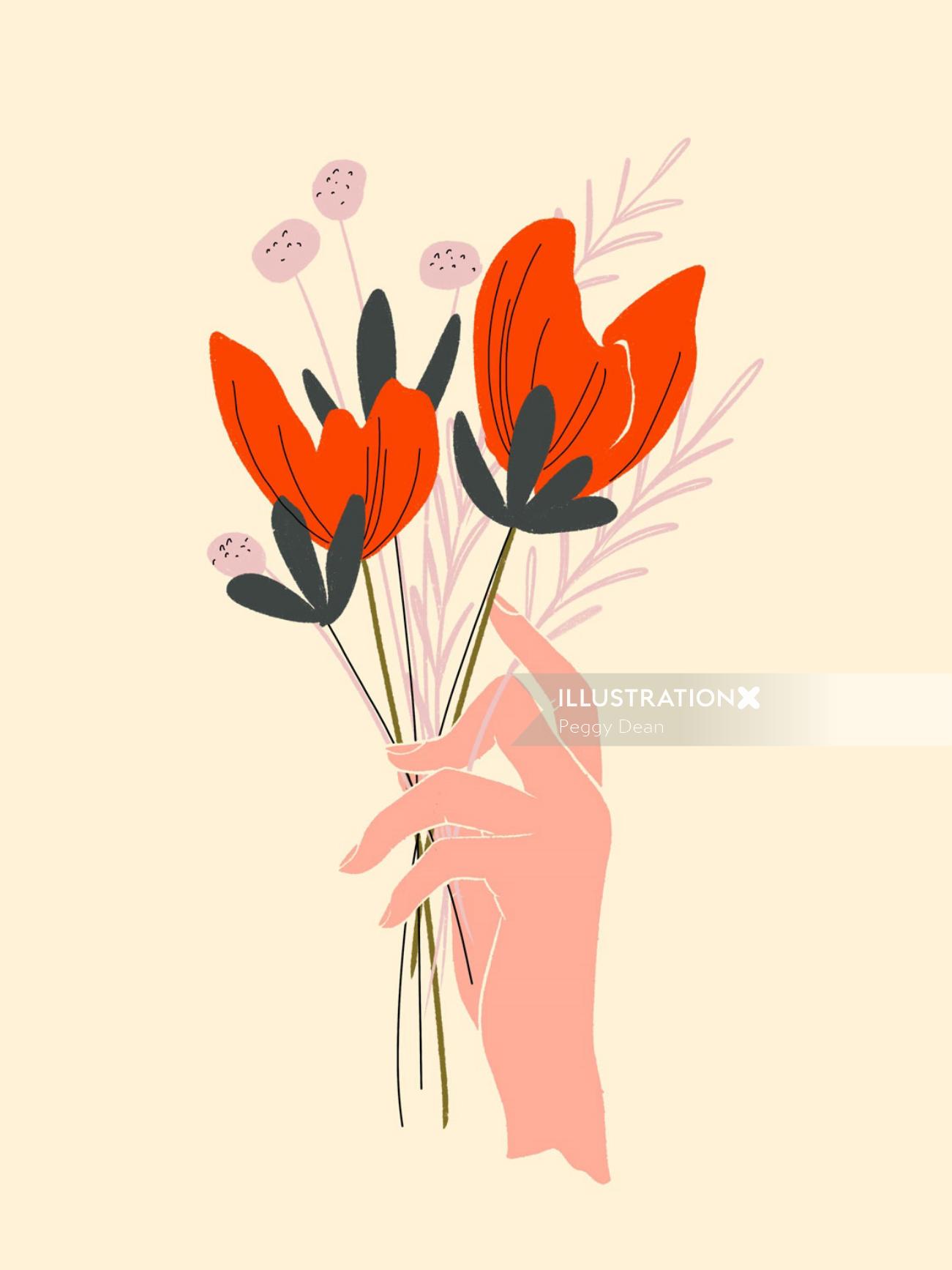 Hand holding Graphic flower