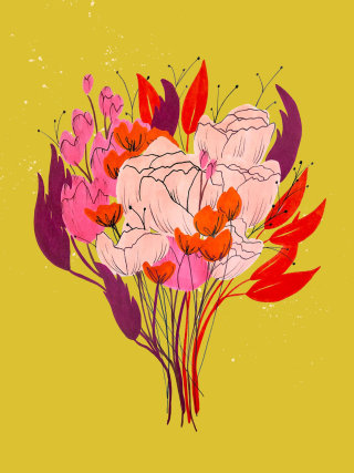 Flower bouquet graphic design by Peggy Dean