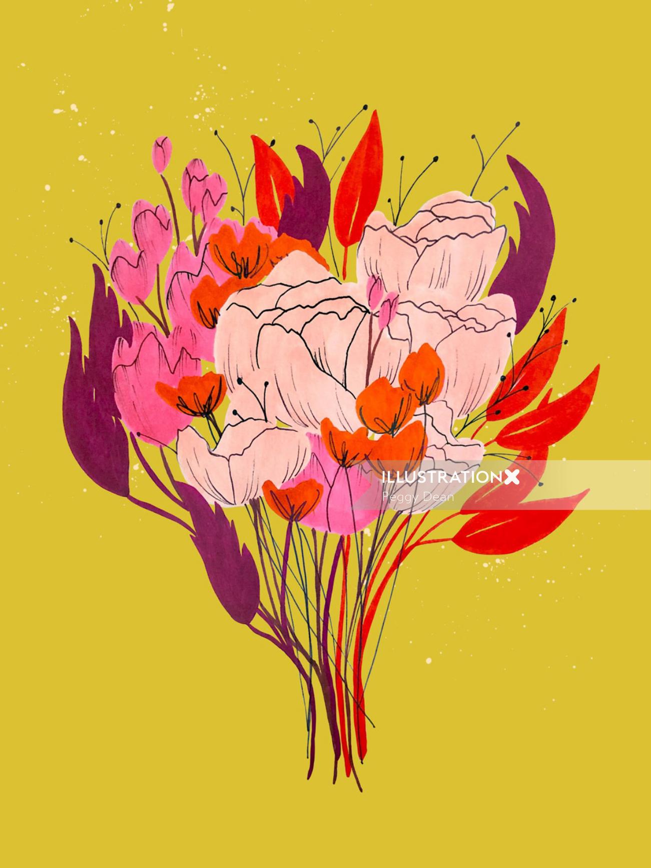 Flower bouquet graphic design by Peggy Dean