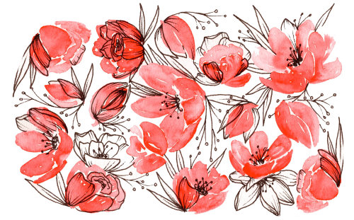 Graphic flowers on white
