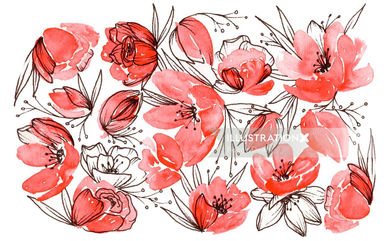 Graphic flowers on white