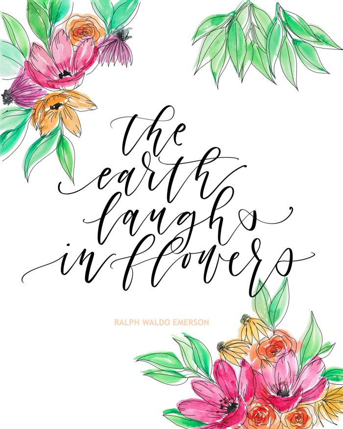The earth laughs in flowers calligraphy