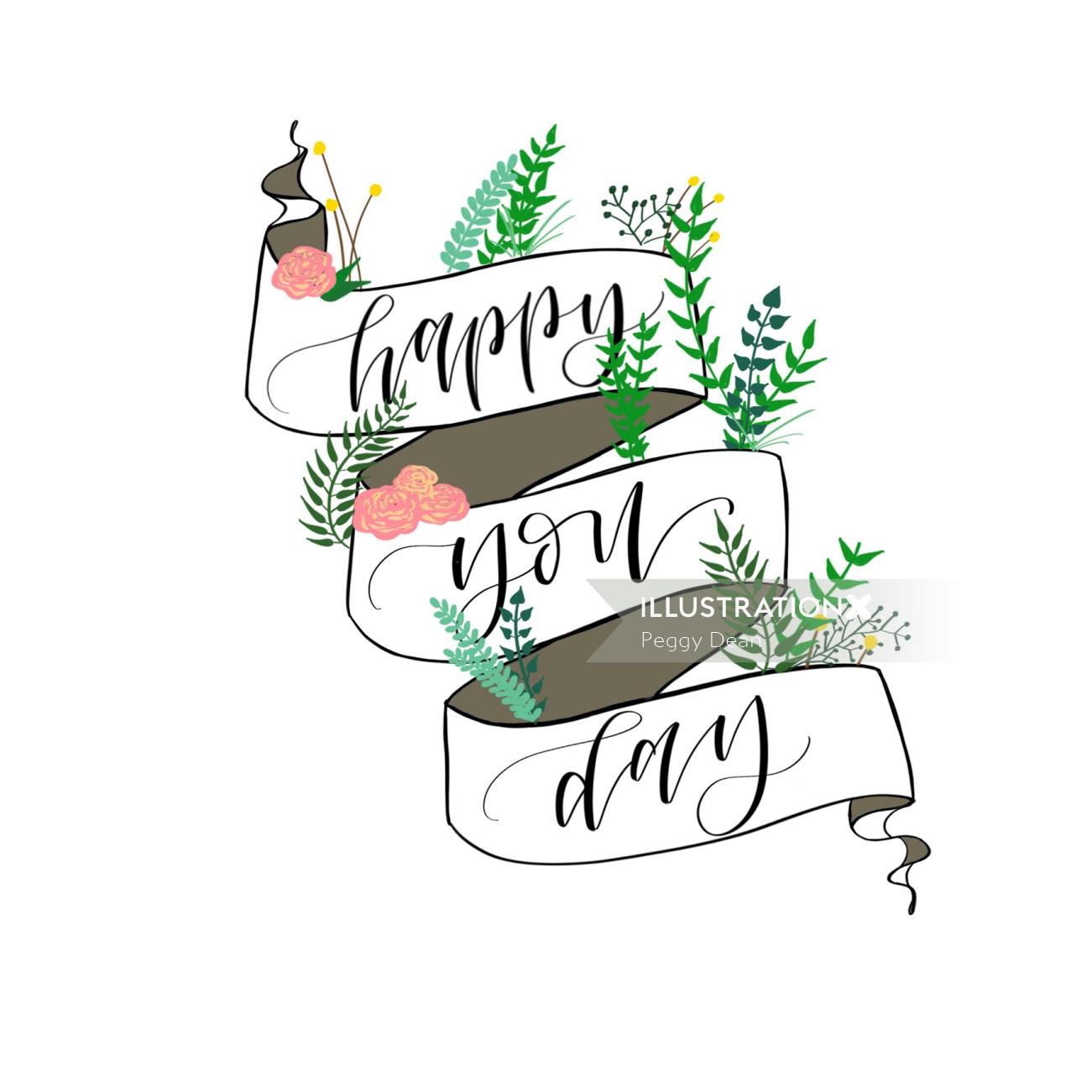Lettering art of happy you day 