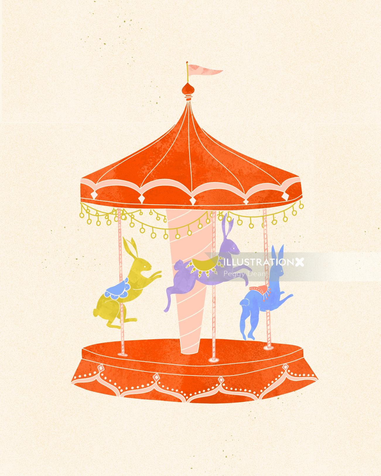 Rabbit carnival carousel