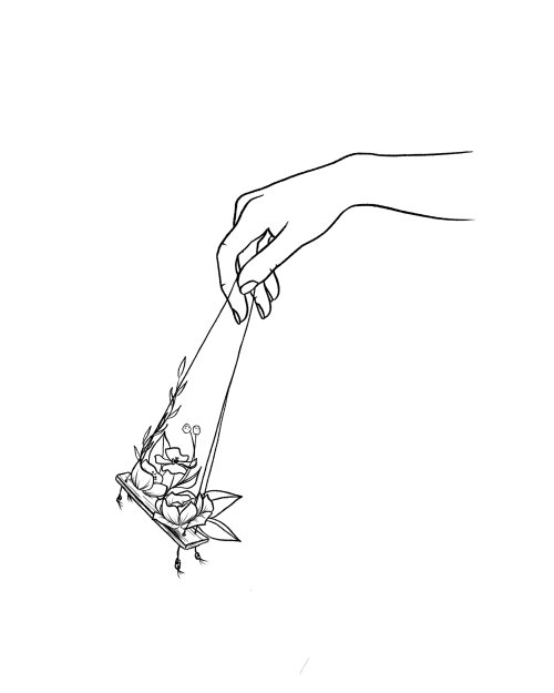 Feminine hand controlling a swing of flowers