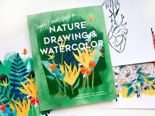 Capa de livro Desenho da natureza e aquarela
