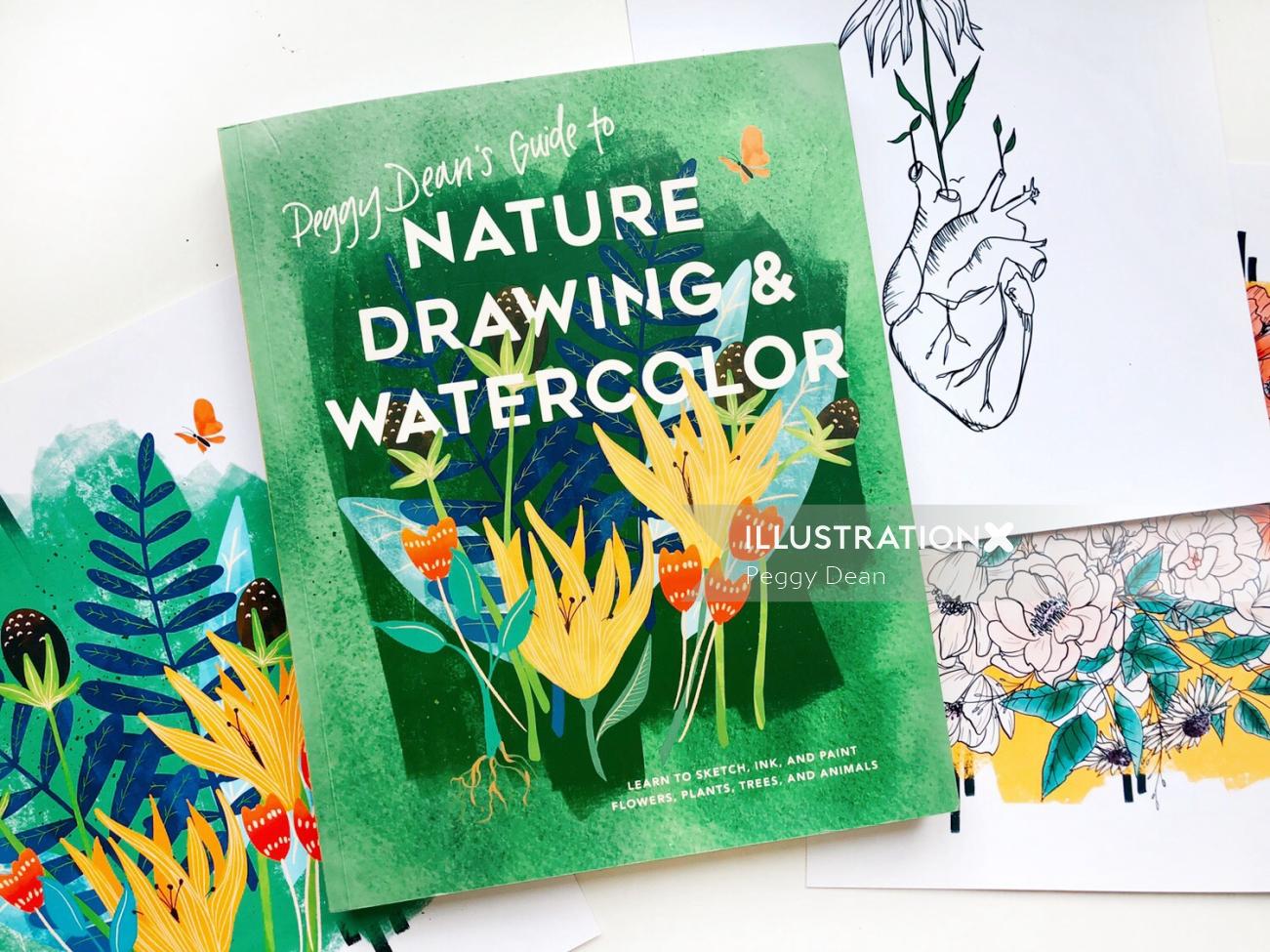 Book Cover Nature Drawing & Watercolor
