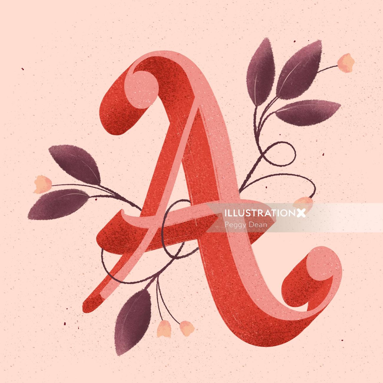 Nature alphabet lettering A
