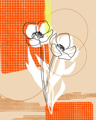 Arte gráfico de líneas florales.
