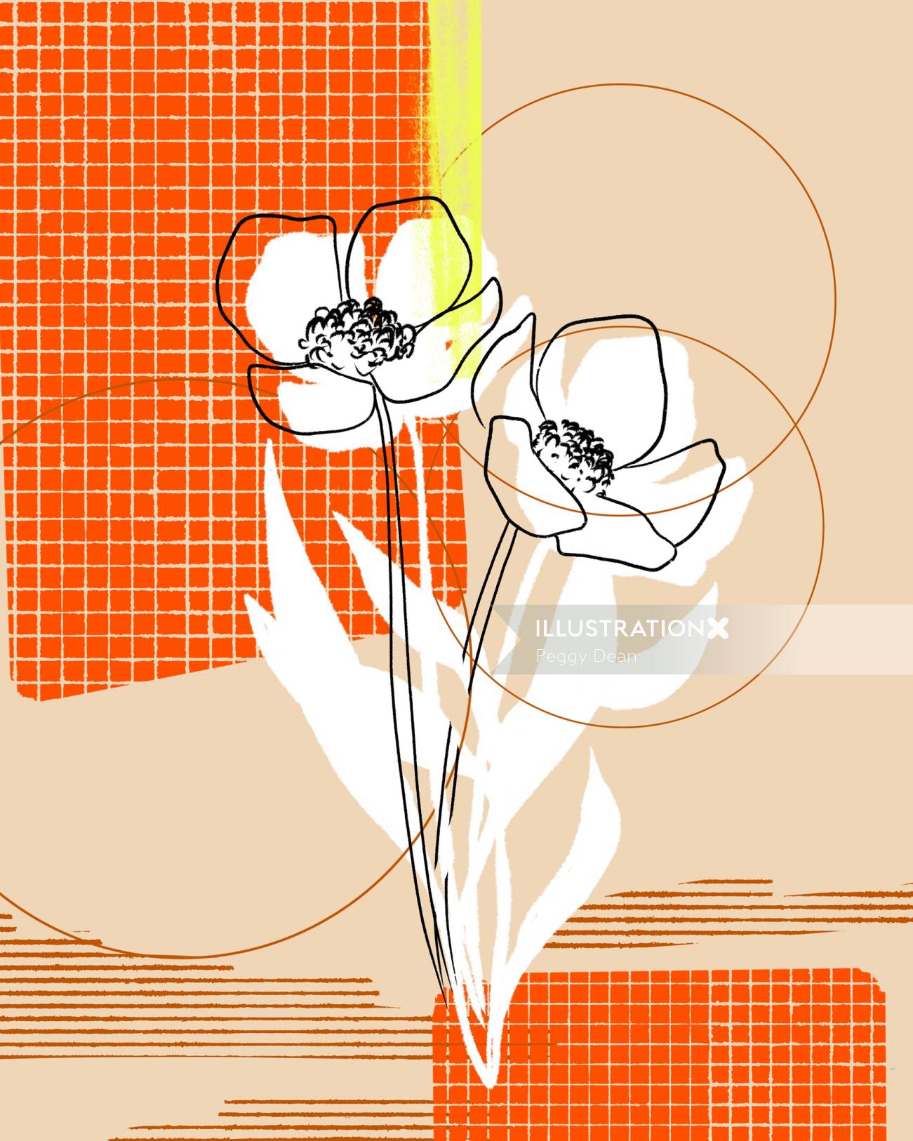Arte gráfico de línea de flores