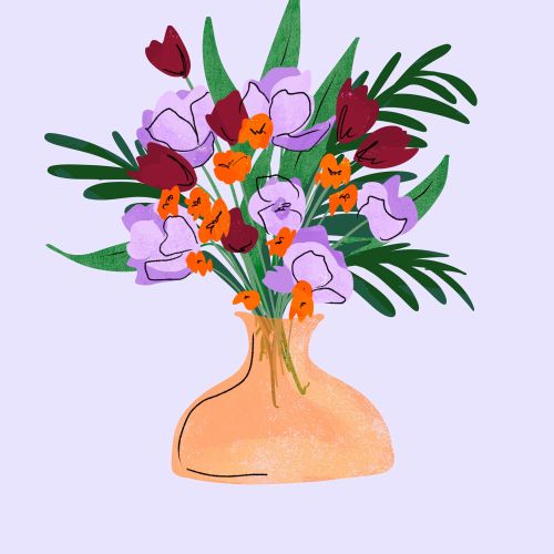 Flower vase that is depicted graphically