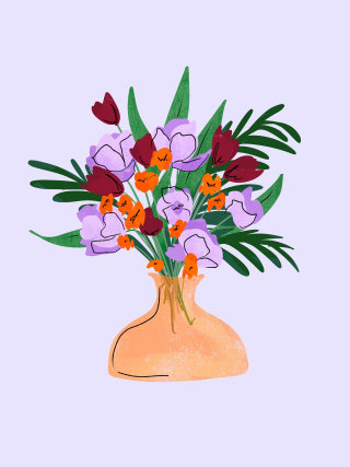 Flower vase that is depicted graphically