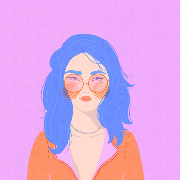 Art graphique des femmes avec des lunettes roses
