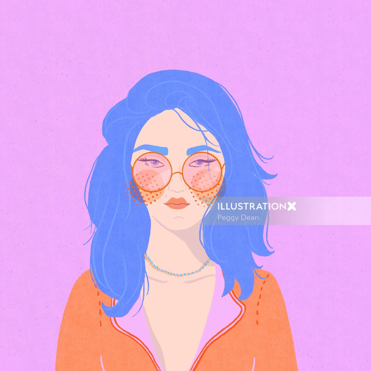 Graphic art of women with pink glasses