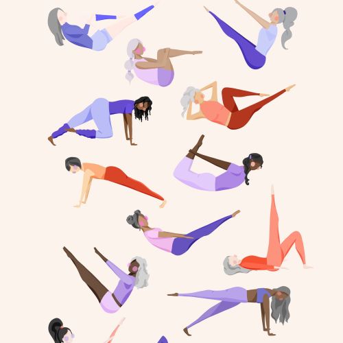 Graphic women stretching