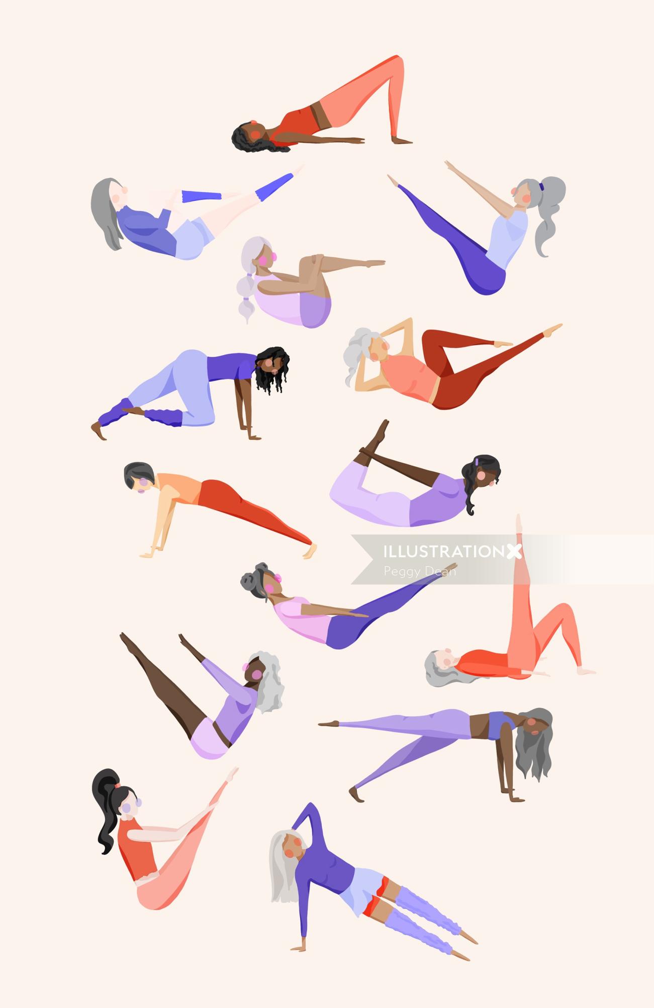 Graphic women stretching