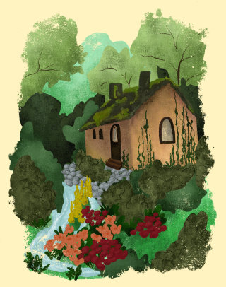 casa natural na floresta