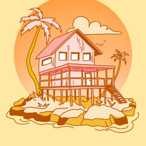 Beach House Getaway decorative sticker