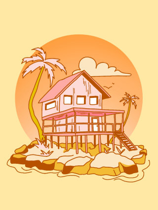 Beach House Getaway decorative sticker