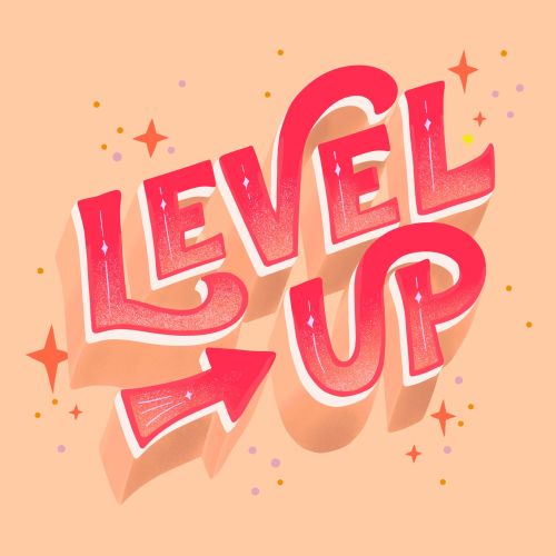 Level up sticker illustration