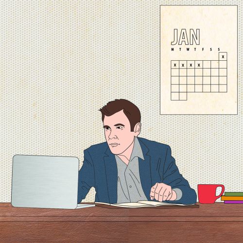 Lifestyle illustration of working man