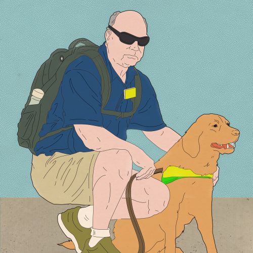 Digital art of old man with Dog 