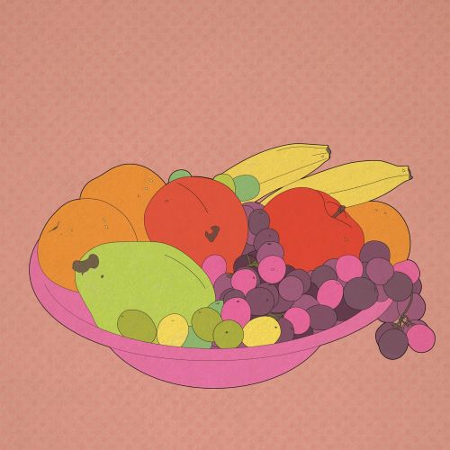 Fruit bowl graphic illustration