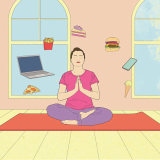 Ilustración de una mujer haciendo yoga