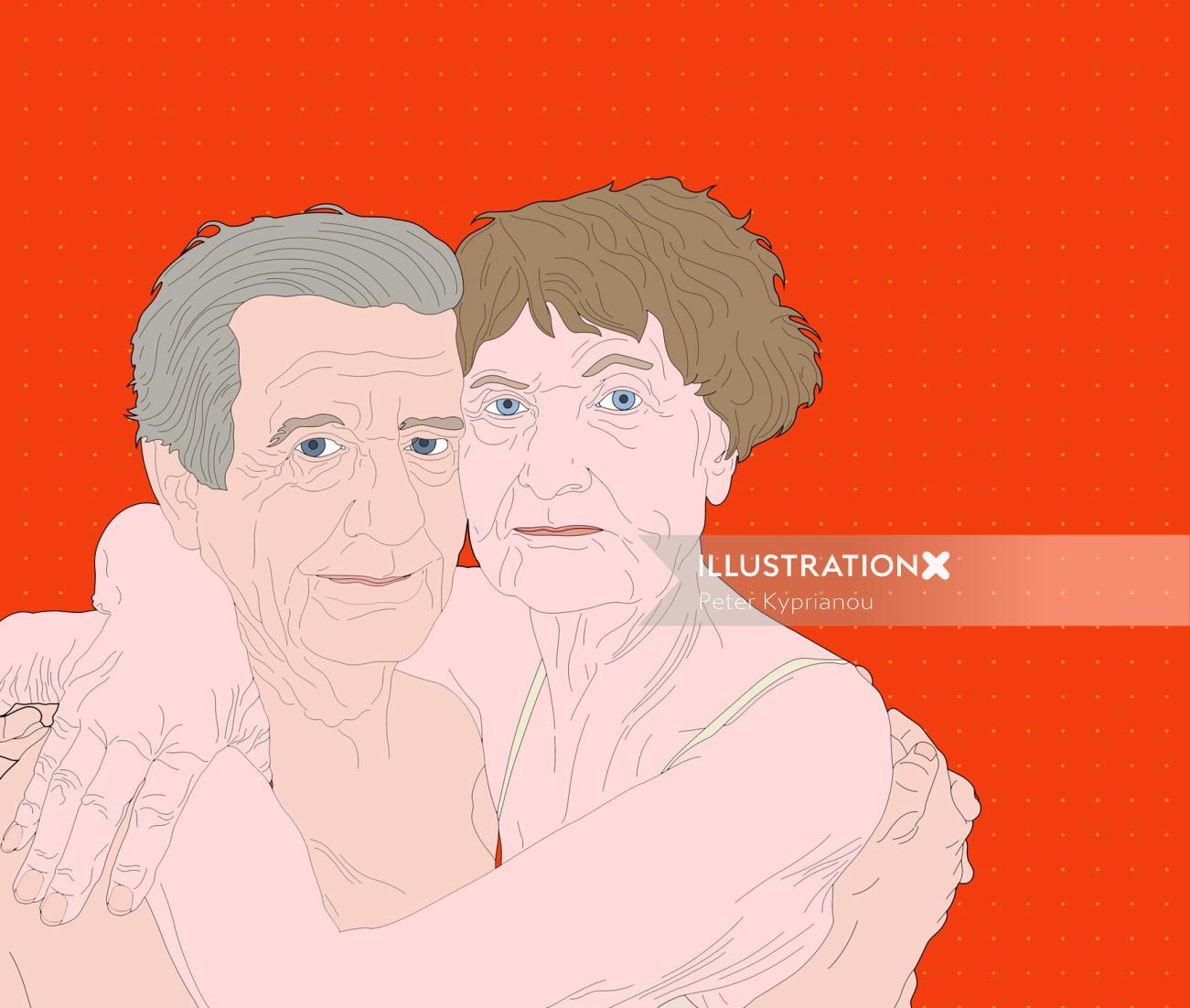 老夫婦の描写