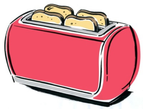 美丽的粉红色彩色烤面包机