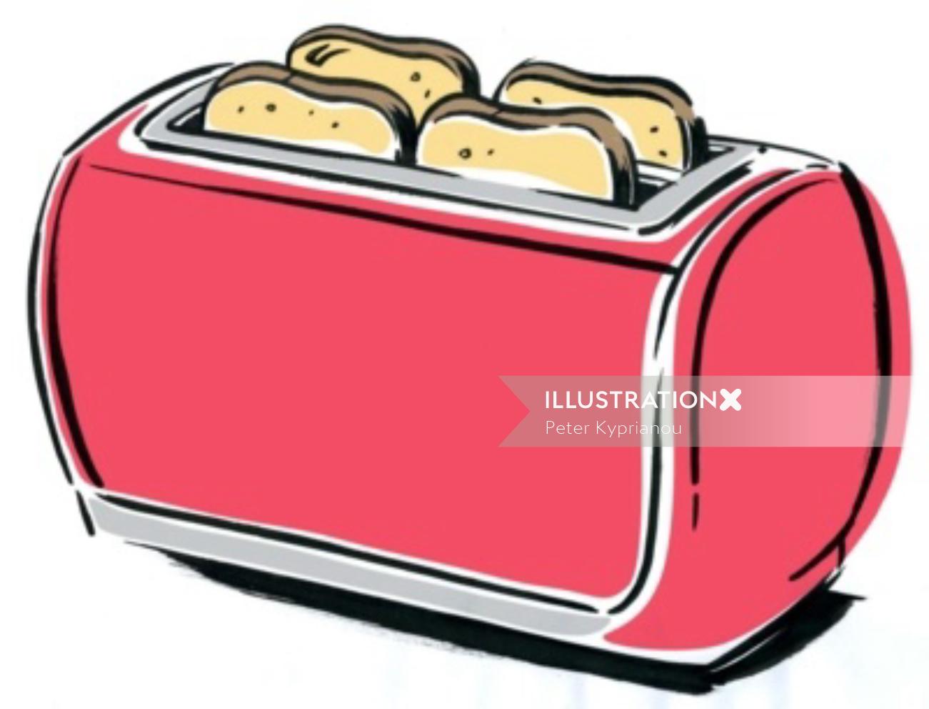 美しいピンク色のトースター