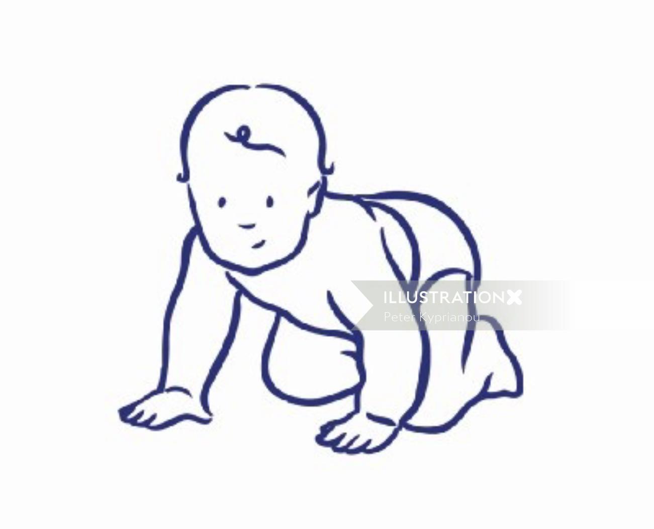 Crawling baby lineart
