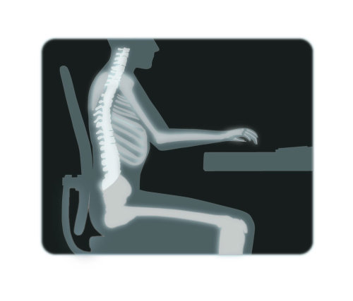 An X-ray illustration of man sitting on chair