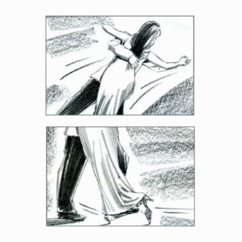Storyboard pencil art of couple
