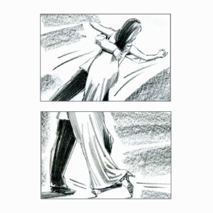 Storyboard pencil art of couple
