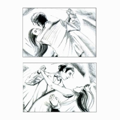 Pencil art storyboard of couple
