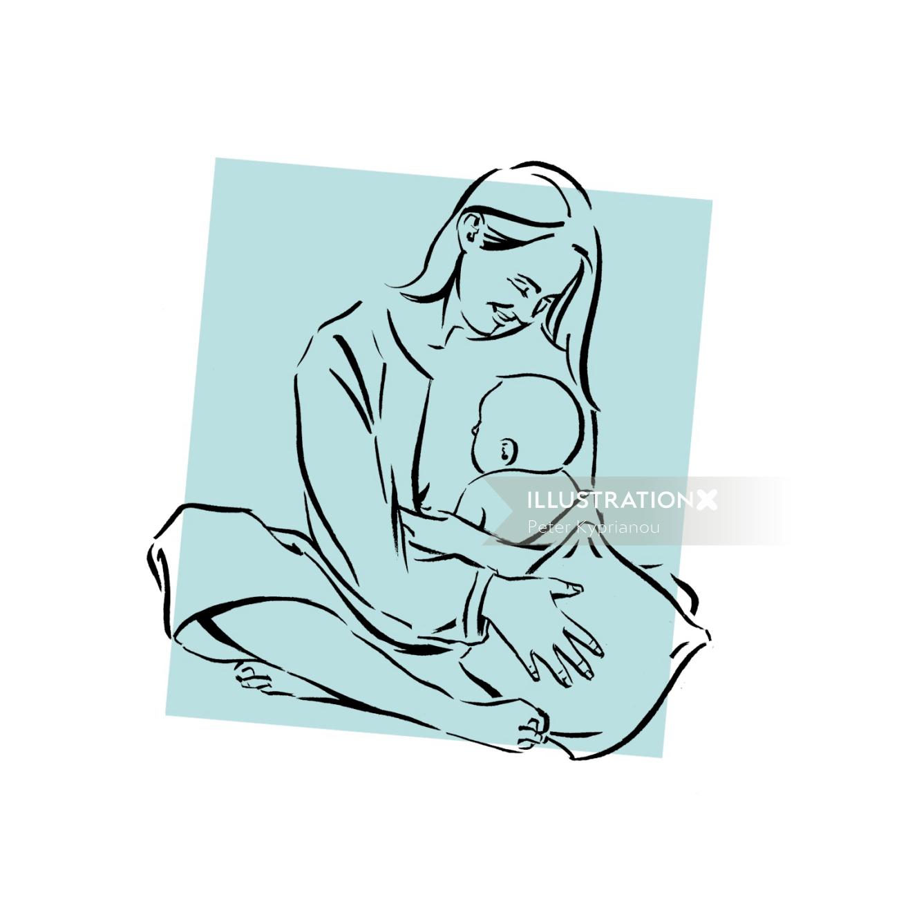 PeterKyprianouによる母と赤ちゃんのイラスト