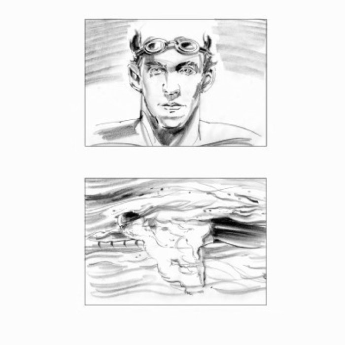 pencil art story board of swimmer
