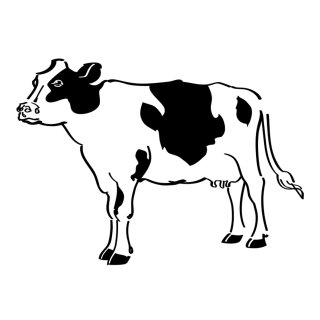 Arte lineal de vaca sobre fondo blanco.
