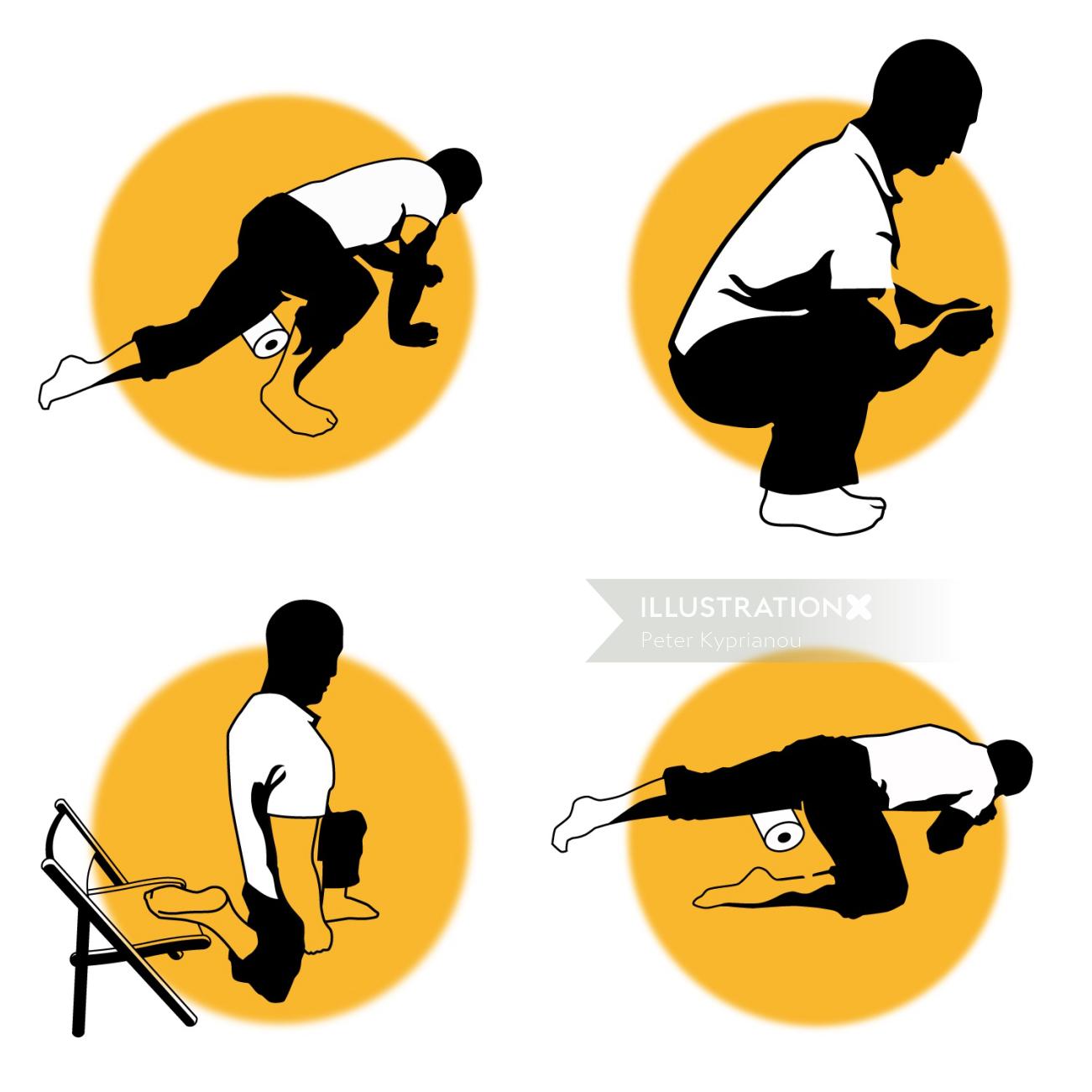 Infographic of a man doing fitness exercises
