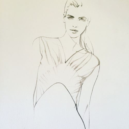Line illustration of woman model
