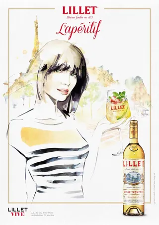 Watercolor illustration lillet advertising
