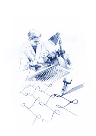 watercolor illustration of a calligraphy expert
