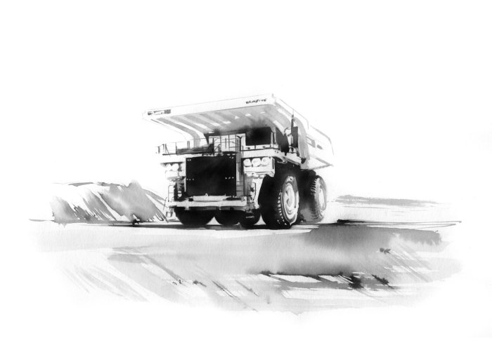トラック運転手の水彩画アート