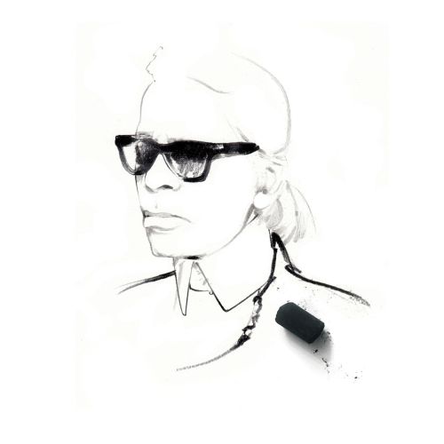 Lineart of woman with black glasses