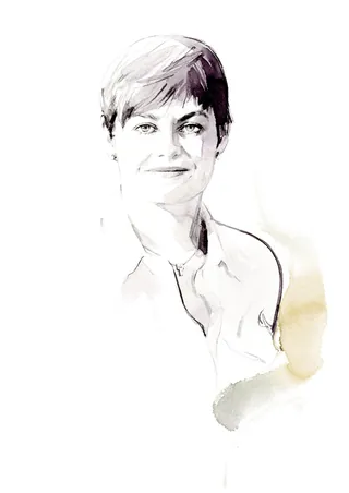 Watercolor portrait of a woman by Petra Dufkova